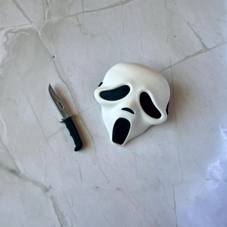 Horror Mask and Outfit Set for Doll, Slasher inspired costumes, Creepy Cute, Spooky Costume for Halloween, 6-Inch Plushie, Goth Theme