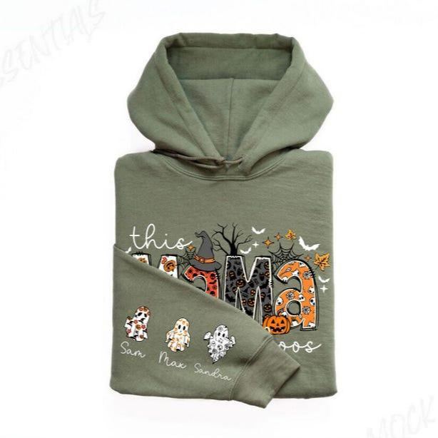 Custom Halloween Mama Sweatshirt, This Mama Loves Her Boos Sweatshirt, Halloween Mama Hoodie, Halloween Mom Gift, Personalized Spooky Mama