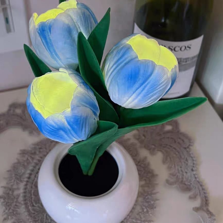 LED Tulip Night Light  Dimmable Plug-in Romantic Flower Lamp Artificial Bloom Mother's Day Gift