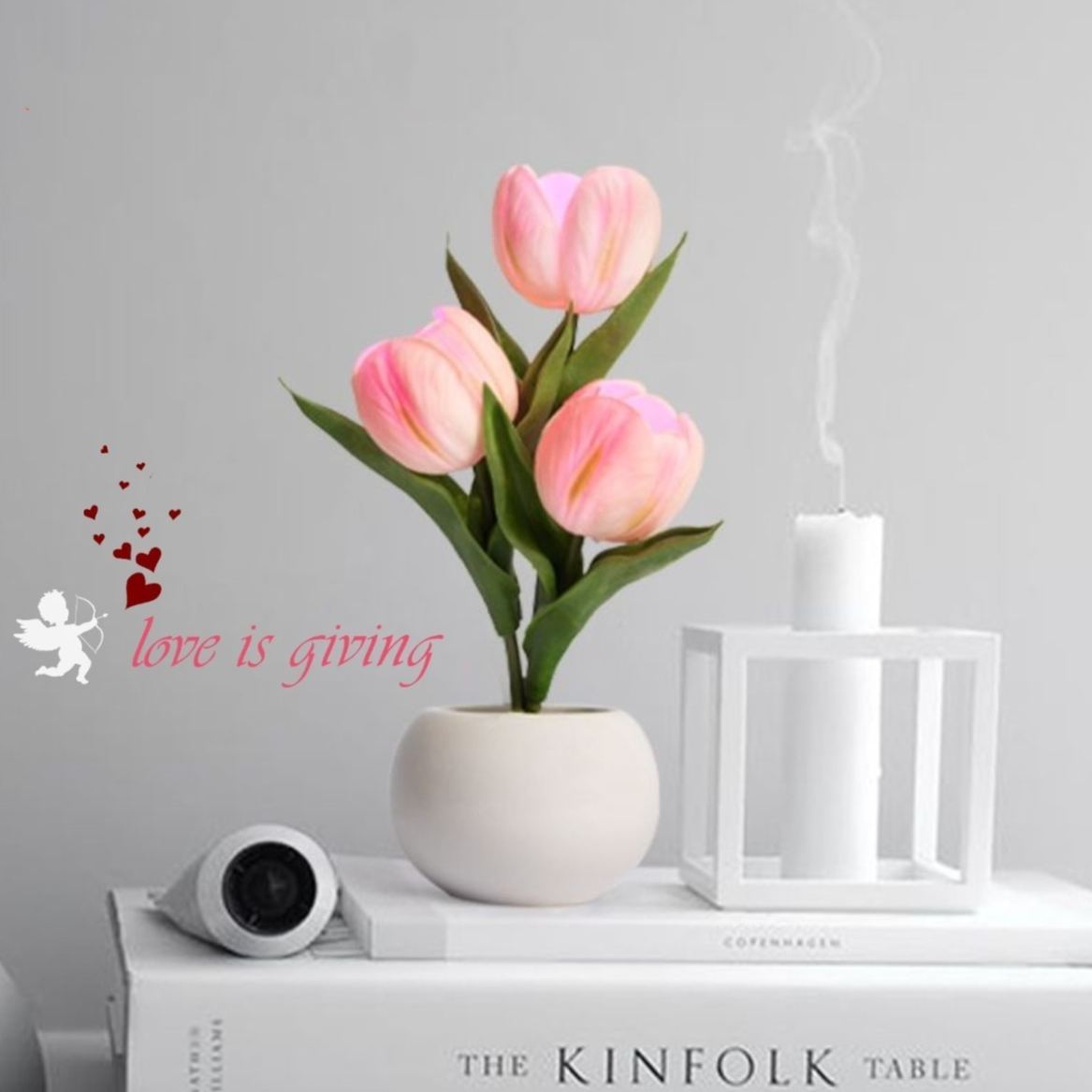 LED Tulip Night Light  Dimmable Plug-in Romantic Flower Lamp Artificial Bloom Mother's Day Gift