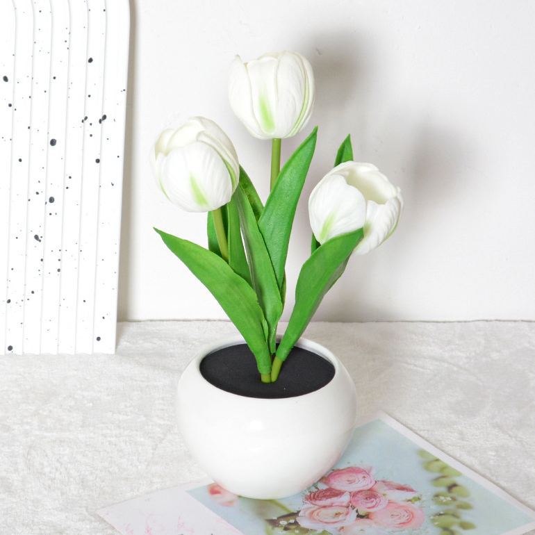 LED Tulip Night Light  Dimmable Plug-in Romantic Flower Lamp Artificial Bloom Mother's Day Gift