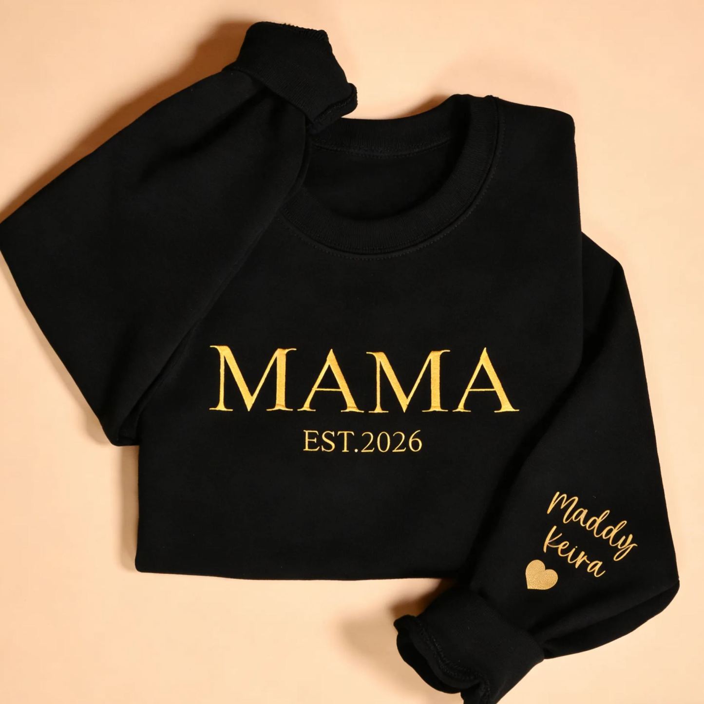 Personalized Mama Embroidered Sweatshirt, Custom Mom Embroidery Hoodie, New Mom Outfit, Pregnancy Reveal Clothing, Happy Mother's Day Gifts - Bestchristmasgifts