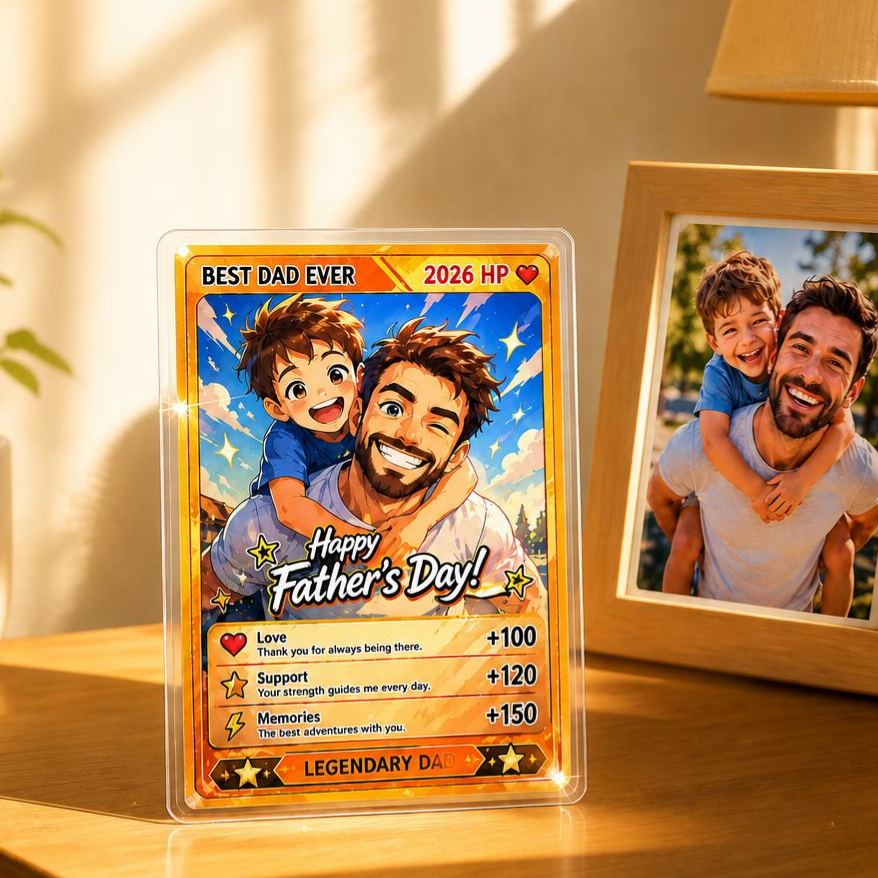 Personalized Super Dad Card – Custom Photo Collectible Card Father’s Day Gift - MyFaceBoxer