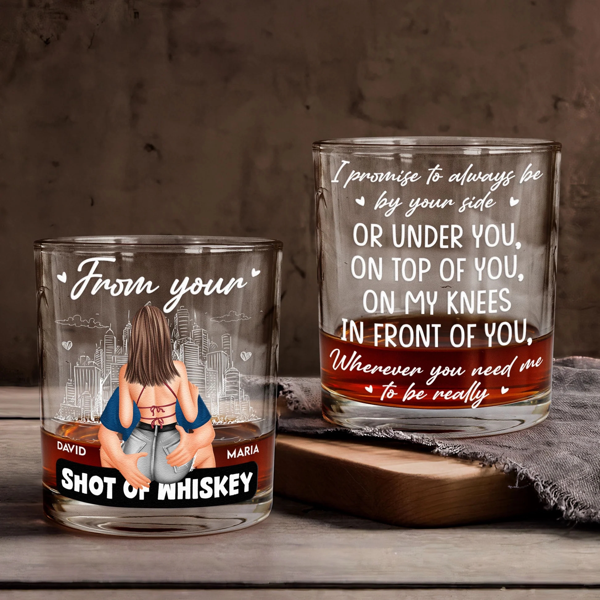 Promise To Always Be By Your Side - Personalized Whiskey Glass - Gift For Husband