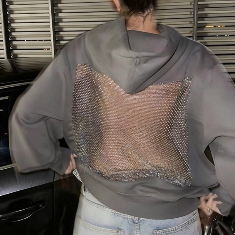 Sexy Sheer Backless Hoodie for Women Chic Fall & Winter Lightweight Pullover, Trendy Sexy Streetwear Sweatshirt
