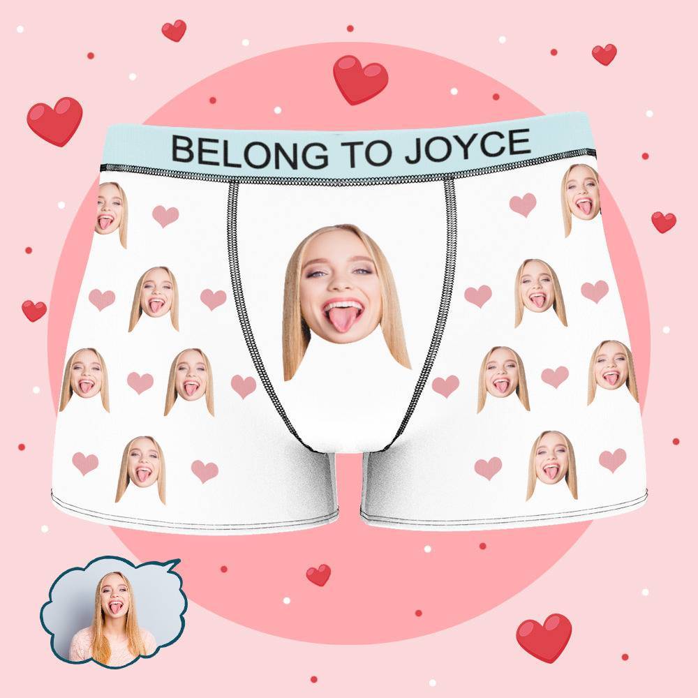 Personalized Property of Joyce Boxer Custom Name Face Boxer with Text Inscribed Waist Anniversary Gifts for Boyfriend. - MyFaceBoxer
