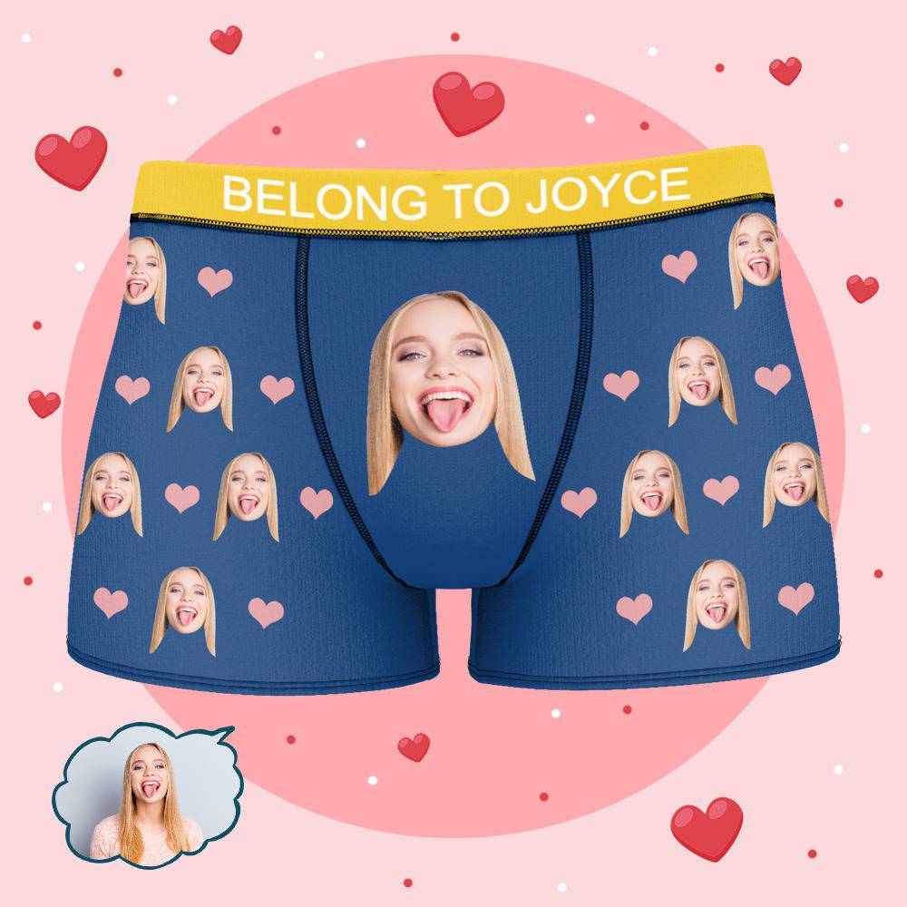 Personalized Property of Joyce Boxer Custom Name Face Boxer with Text Inscribed Waist Anniversary Gifts for Boyfriend. - MyFaceBoxer