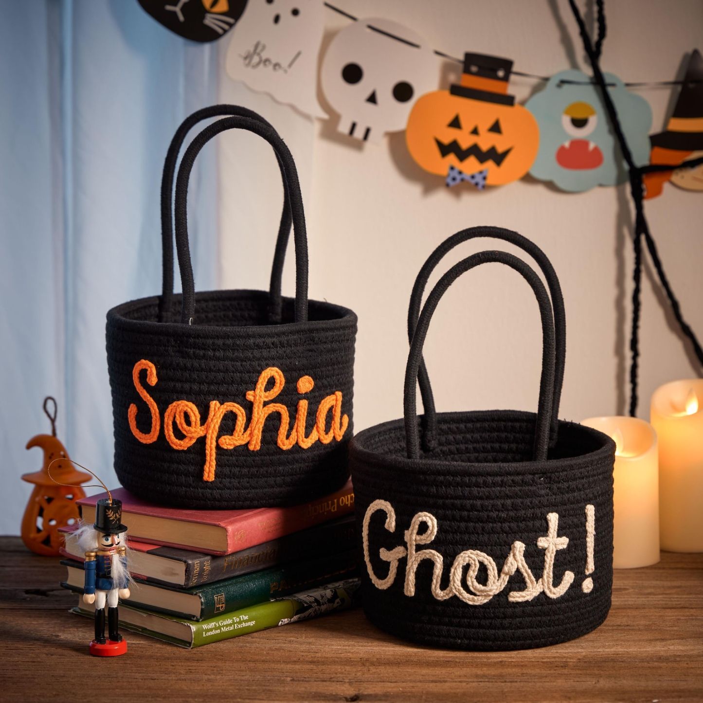Personalized Halloween Cotton Basket Custom Name Trick-or-Treat Bag Custom Baby Shower Name Basket,Toys Storage Nursery Gift Pet Basket - MyFaceBoxer