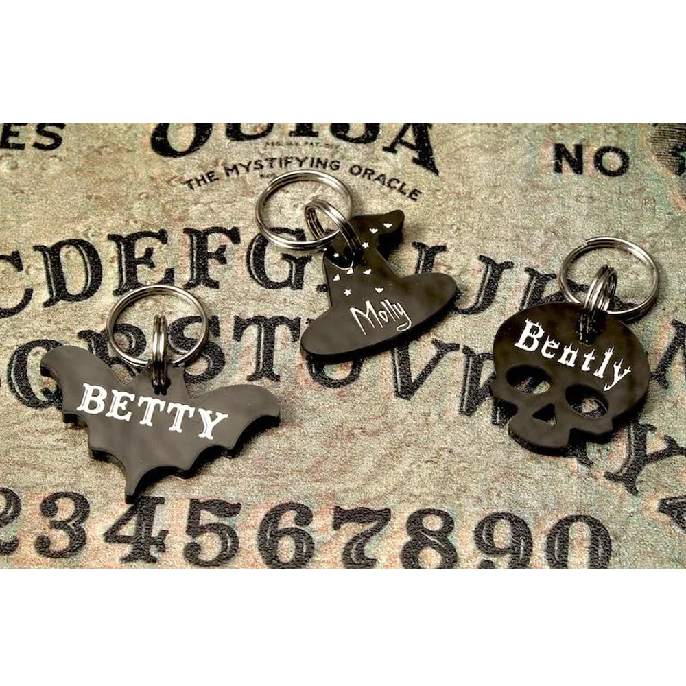 Personalized Bat Pet Tag or Human ID Tag, Perfect Tag for Cats Spooky Pet Tags Dog ID Tag