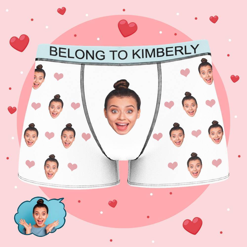 Personalized Property of Kimberly Boxer Custom Name Face Boxer with Text Inscribed Waist Anniversary Gifts for Boyfriend. - MyFaceBoxer