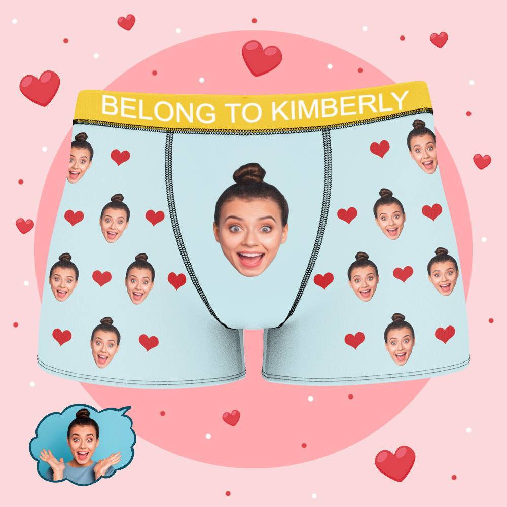 Personalized Property of Kimberly Boxer Custom Name Face Boxer with Text Inscribed Waist Anniversary Gifts for Boyfriend. - MyFaceBoxer