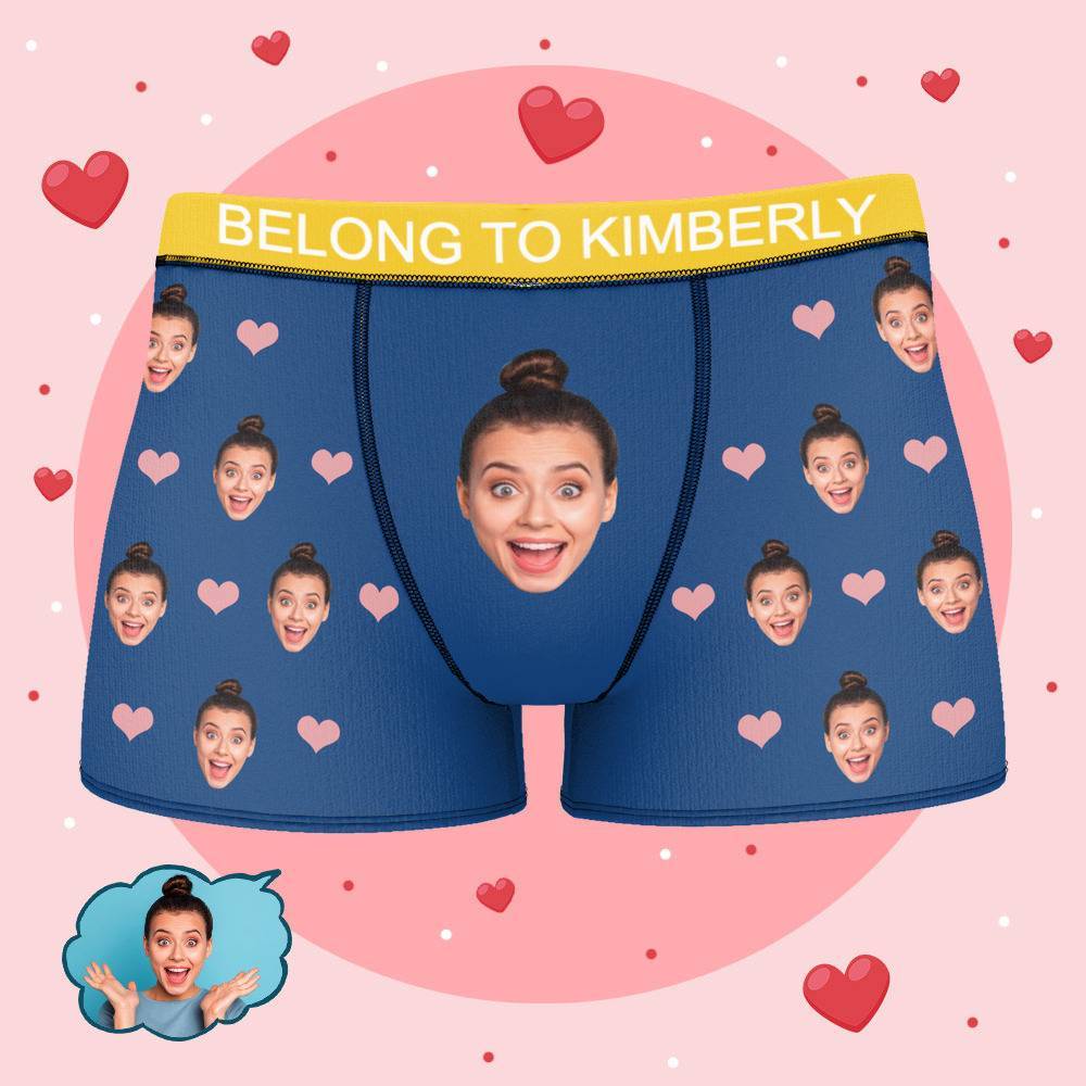 Personalized Property of Kimberly Boxer Custom Name Face Boxer with Text Inscribed Waist Anniversary Gifts for Boyfriend. - MyFaceBoxer
