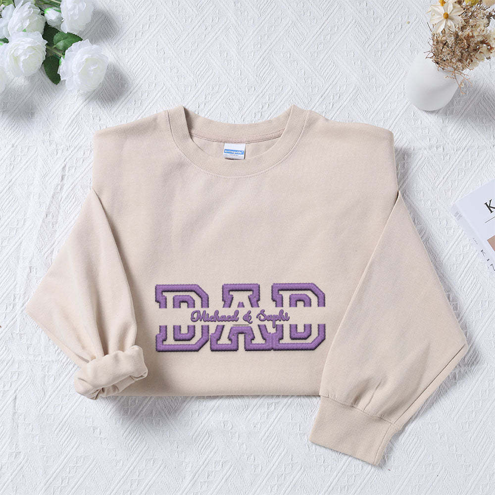 Personalized Embroidered Sweatshirt With Custom Names For Dear Dad