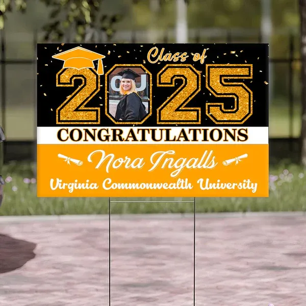 Custom Photo Congratulations Class Of 2025 Graduation Yard Sign - MyFaceBoxer