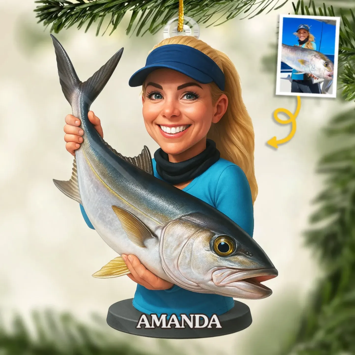 Custom Photo Acrylic Ornament - Personalized Christmas Birthday Fishing Gifts For Fisherman - Hooked On Happiness
