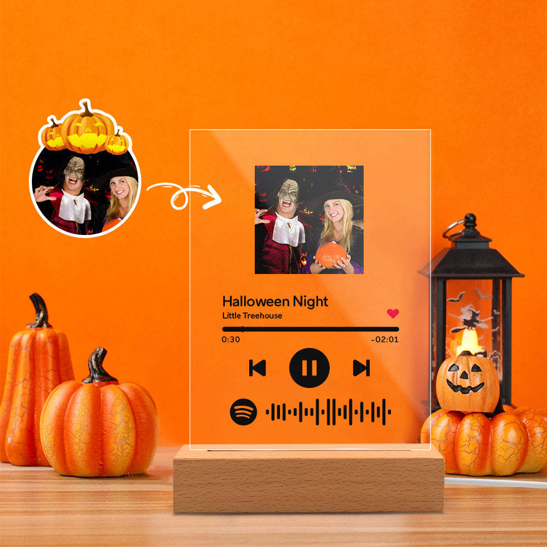Custom Music code glass pane with favorite song with keychain - Unique Halloween Gift - MyFaceBoxer