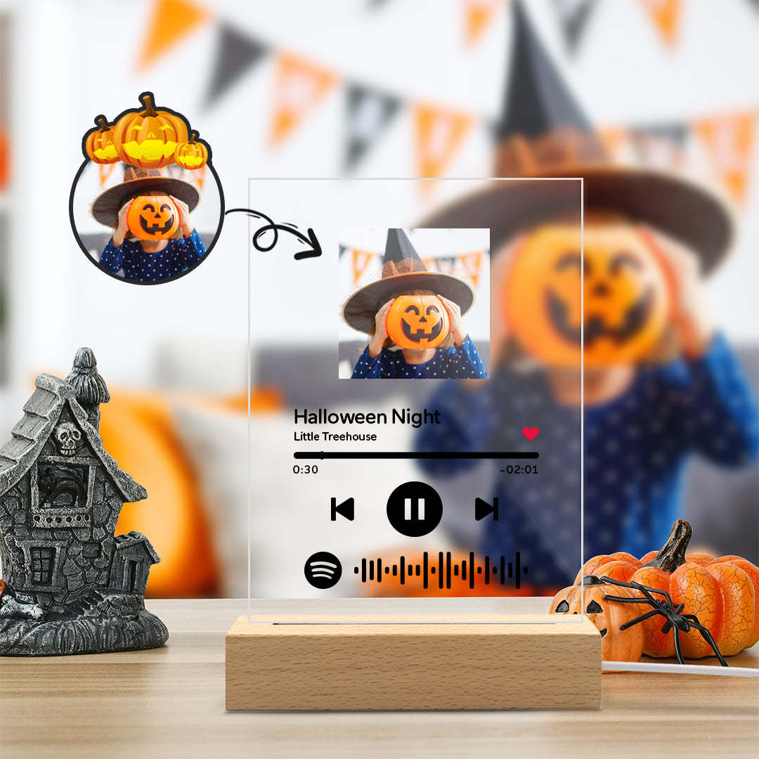 Custom Music code glass pane with favorite song with keychain - Unique Halloween Gift - MyFaceBoxer