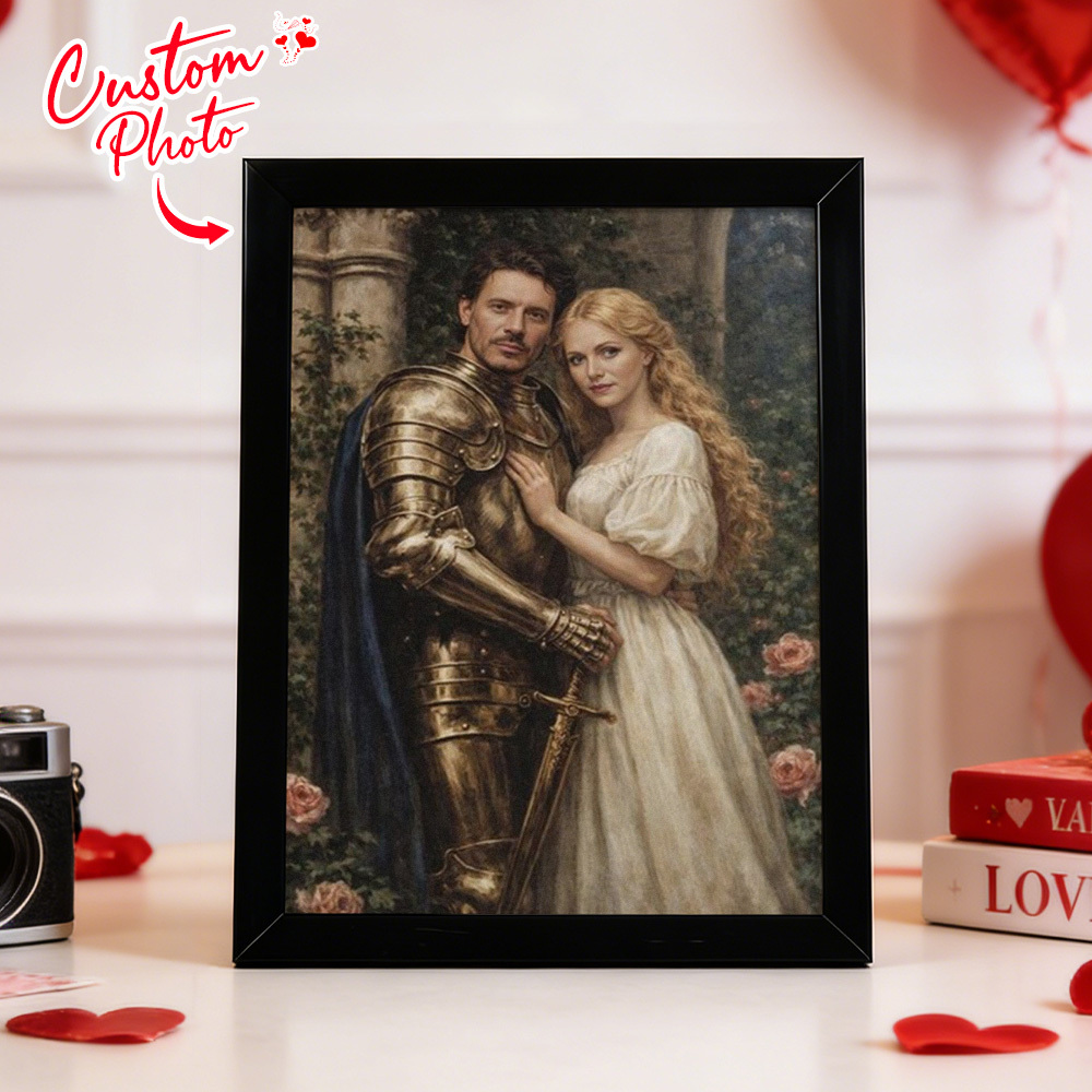 Custom Romantic Couple Portrait Frame from Photo Personalized Royal Couple Gift for Valentine's Day
