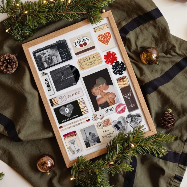 Matchbook Poster Frame, Custom Matchbox Art, Anniversary Gift for Boyfriend, Printable Gifts for Him and Her Collage Wall Prints