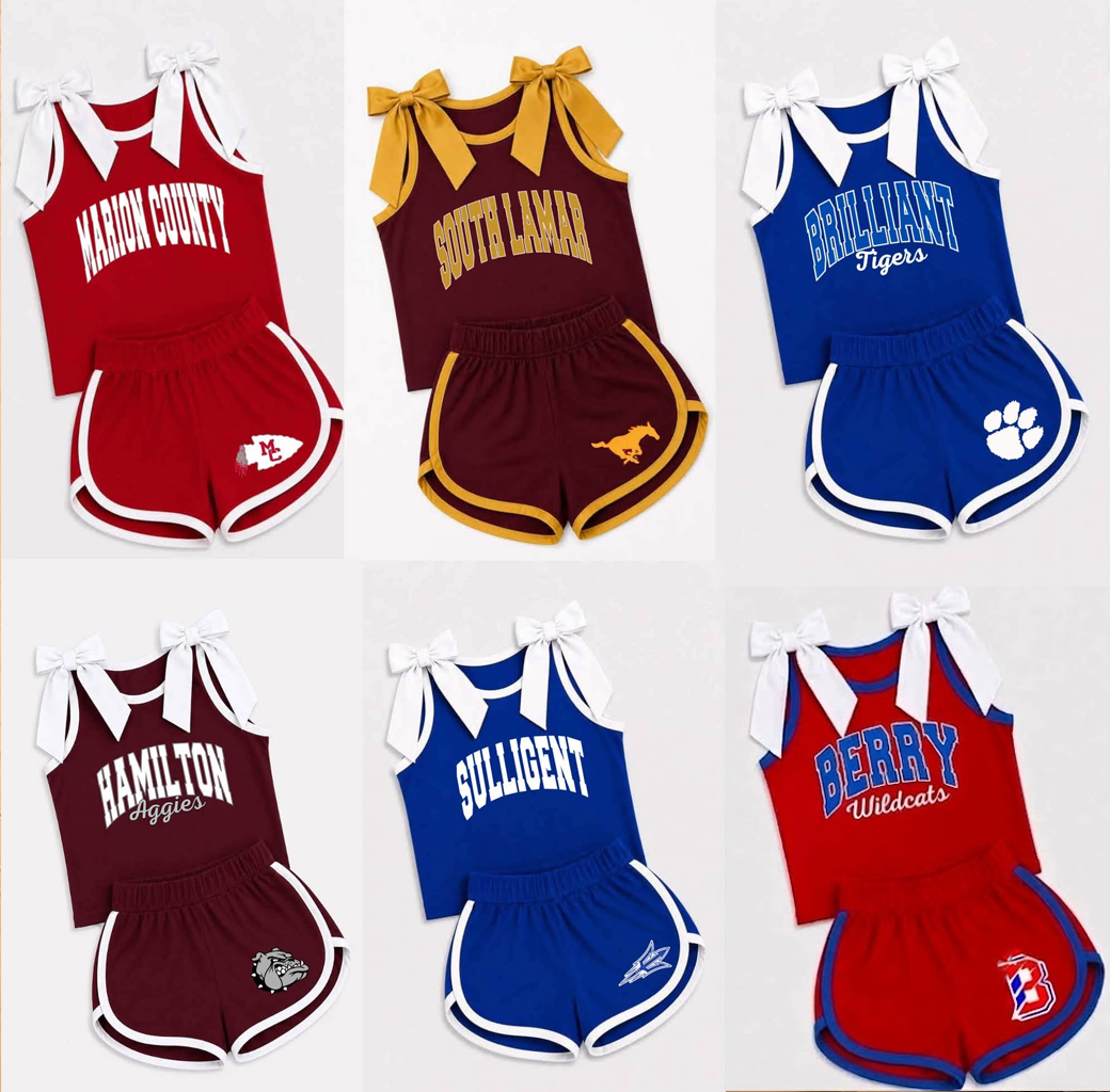 Two-piece Bow Sleeveless Vest Sports Shorts Children's Summer Suit
