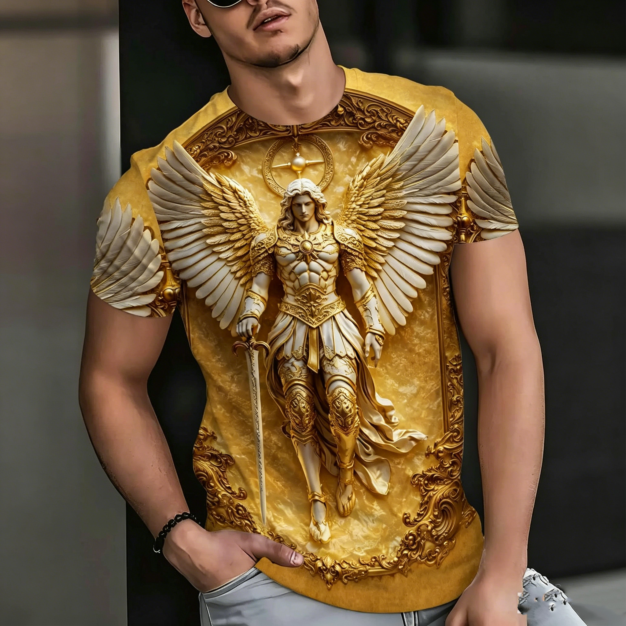 Men's Crew Neck T-shirt with High-definition 3D Print Pattern, Short Sleeves Trendy Avant-garde Design - MyFaceBoxer