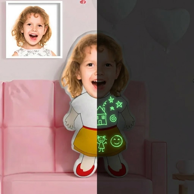 Personalized Photo Disappearing Night-Glow Doodle Pillow Plush Toy for Kids