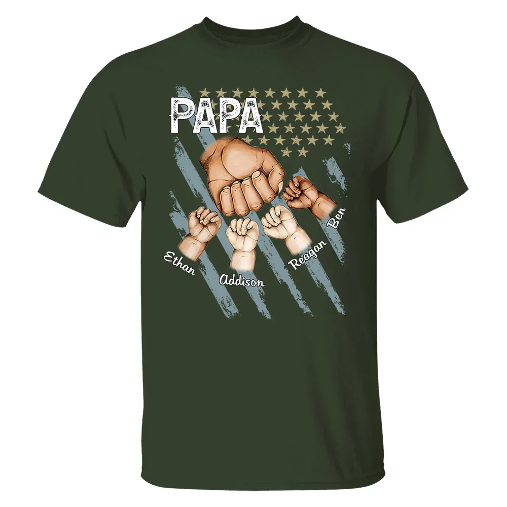 Personalized Dad Fist Bump Shirt, Custom Dad And Kids Names, Father's Day Gift - Giftlab