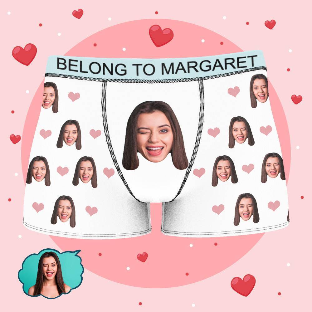Personalized Property of Margaret Boxer Custom Name Face Boxer with Text Inscribed Waist Anniversary Gifts for Boyfriend. - MyFaceBoxer