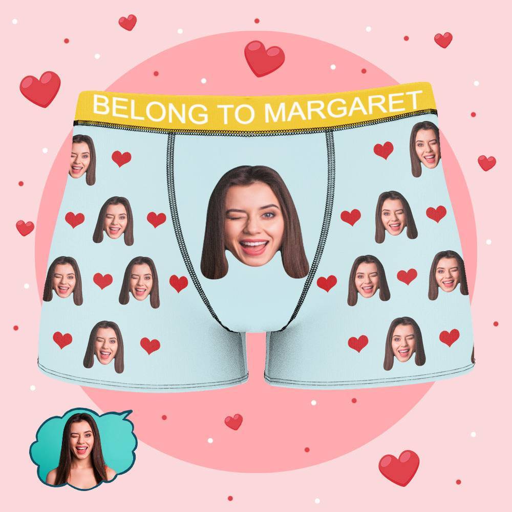 Personalized Property of Margaret Boxer Custom Name Face Boxer with Text Inscribed Waist Anniversary Gifts for Boyfriend. - MyFaceBoxer