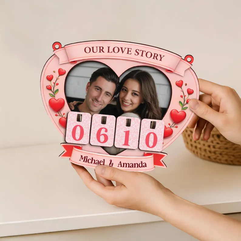 Custom Couple Days In Love Tracker Frame,Couple Love Days Counter,Our Love Story,Valentine Anniversary Gift,Romantic Decor,Dating Counter