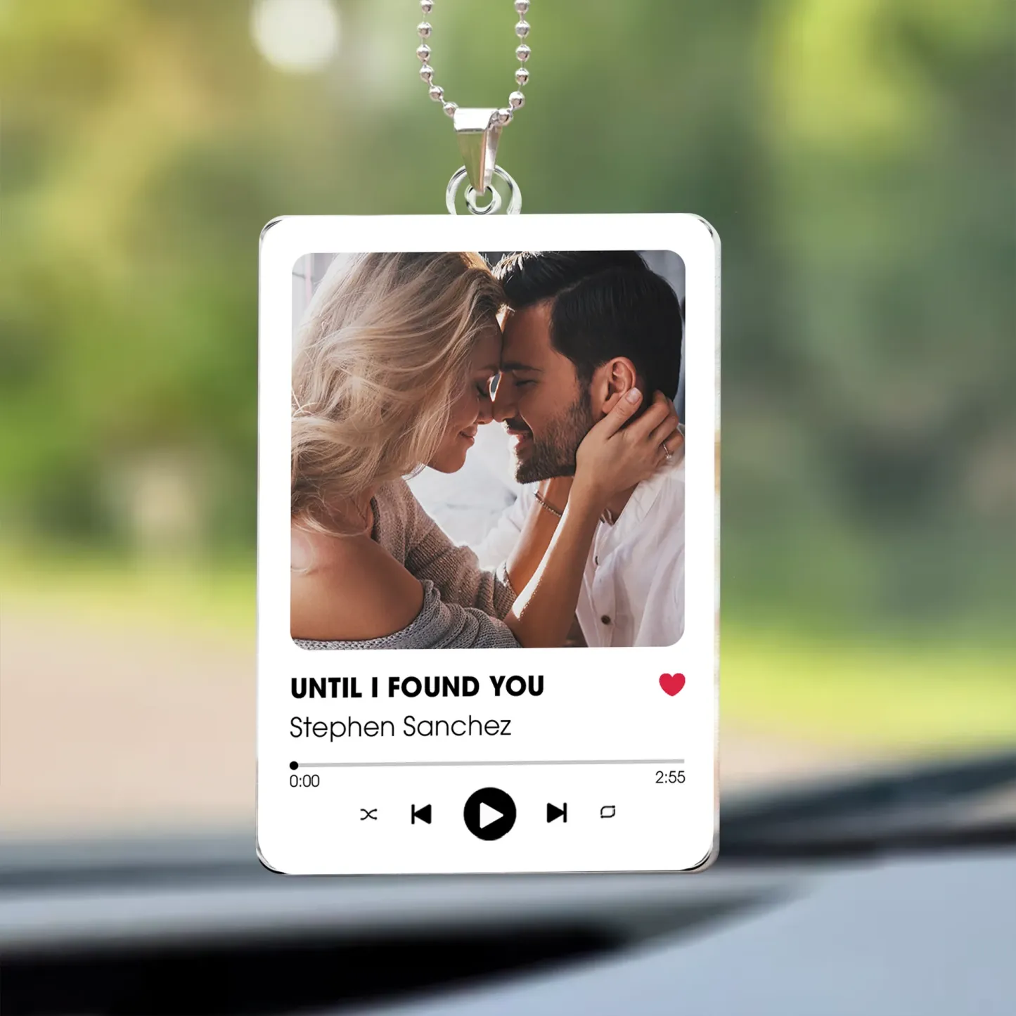 Personalized Photo Rear View Mirror Accessory Favorite Song Title