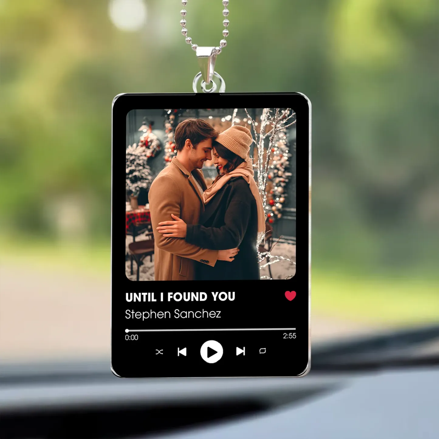 Personalized Photo Rear View Mirror Accessory Favorite Song Title