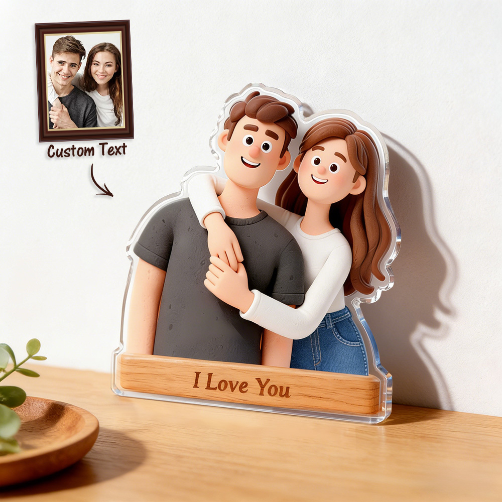Custom Ultra-light Clay Style Couple Portrait Acrylic Plaque