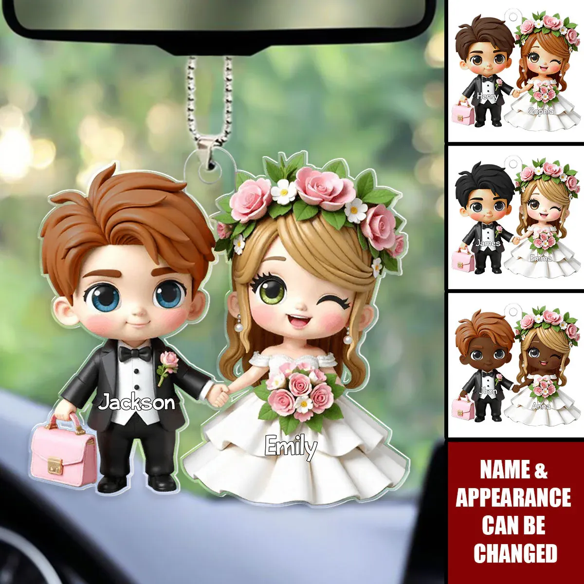 Wedding Cartoon Couple Personalized Acrylic Ornament, Gift for him, Gift for her