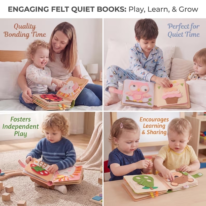 Personalized Baby Easter Gift, Handmade Felt Quiet Book, Custom Montessori Sensory Toy, First Birthday Present, Busy Book, Soft Felt Toy