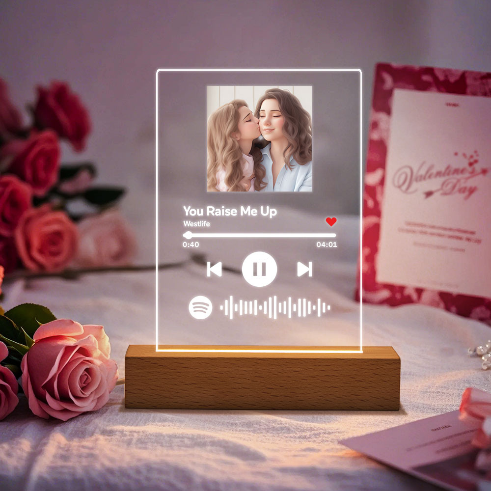 Custom Song Poster Scannable Spotify Code Acrylic Music Plaque Night Light Gifts For Christmas - MyFaceBoxer