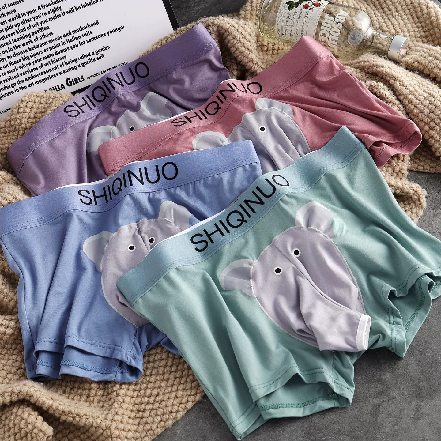 Men’s Novelty Elephant Trunk Boxers, Funny Pouch Underwear Gift for Boyfriend, Comfortable Cotton Boxer Shorts 商品缩略图