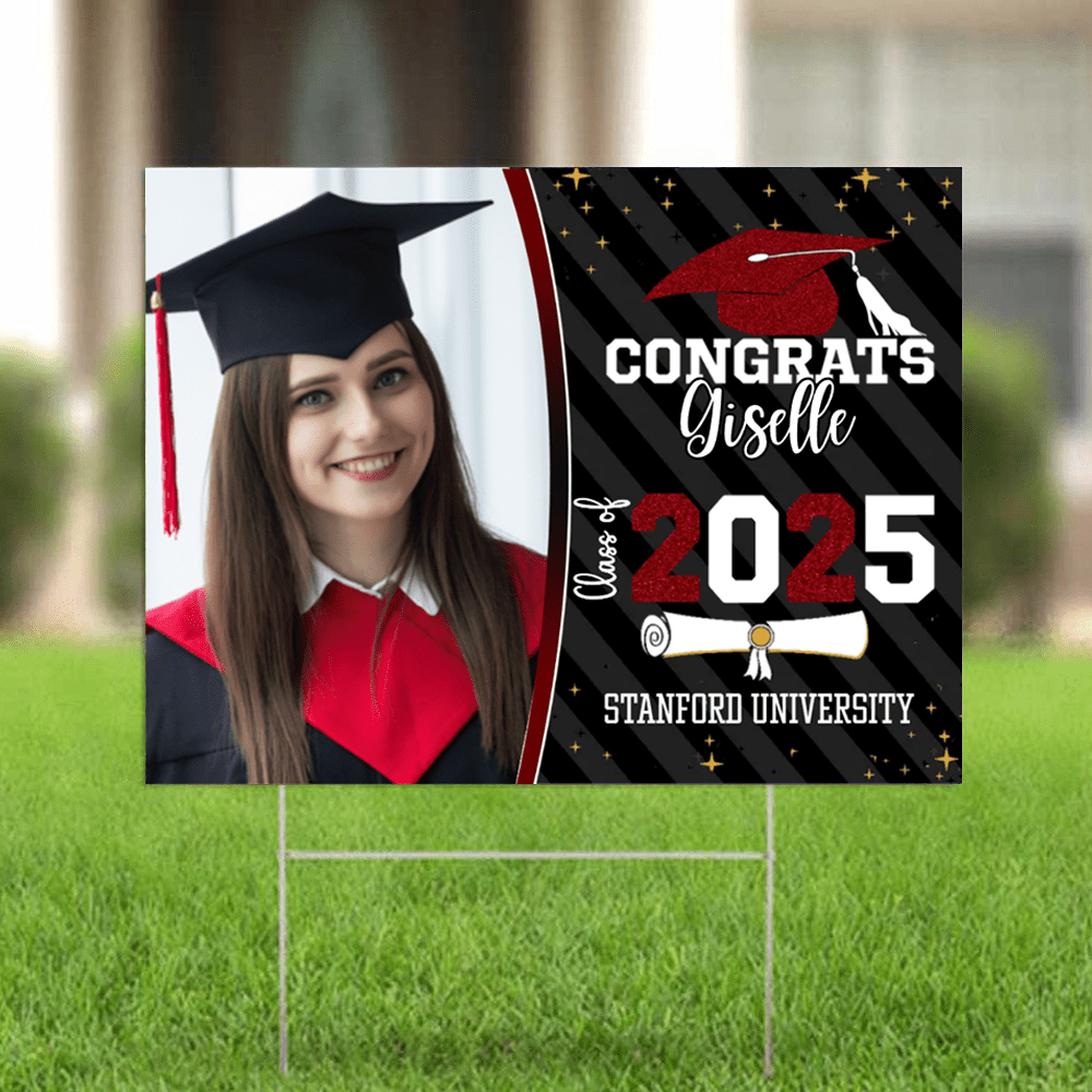 Congrats Class of 2025 Custom Image Yard Sign - Graduation Day, Senior Gift - MyFaceBoxer