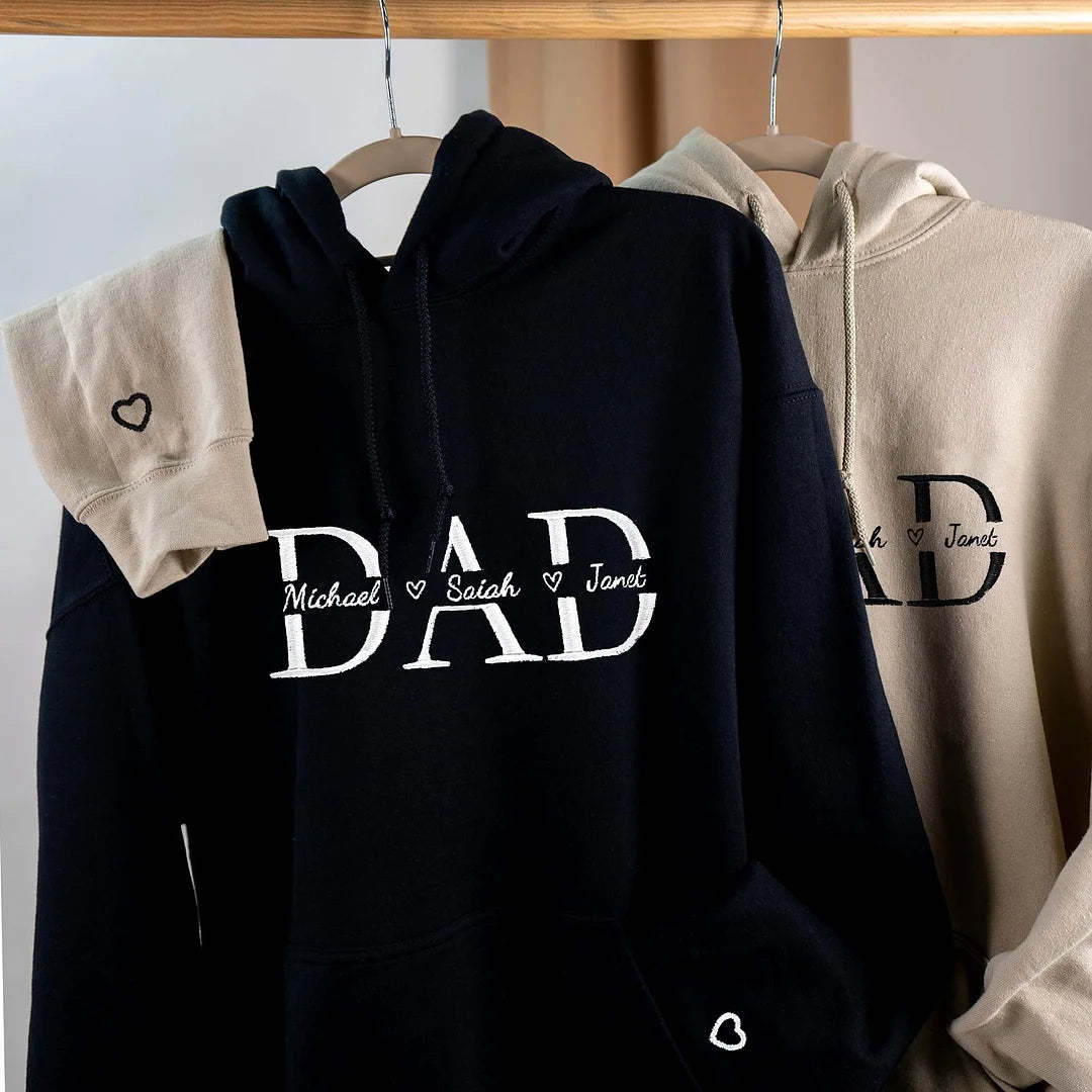 Custom Embroidered Dad And Kid's Name Hoodie