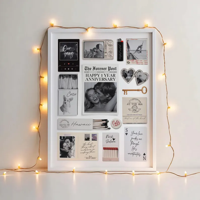 Custom Matchbox Art Frame DIY Canvas Matchbook Poster First Anniversary Gift for Boyfriend or Girlfriend Custom Birthday Wall Art Print