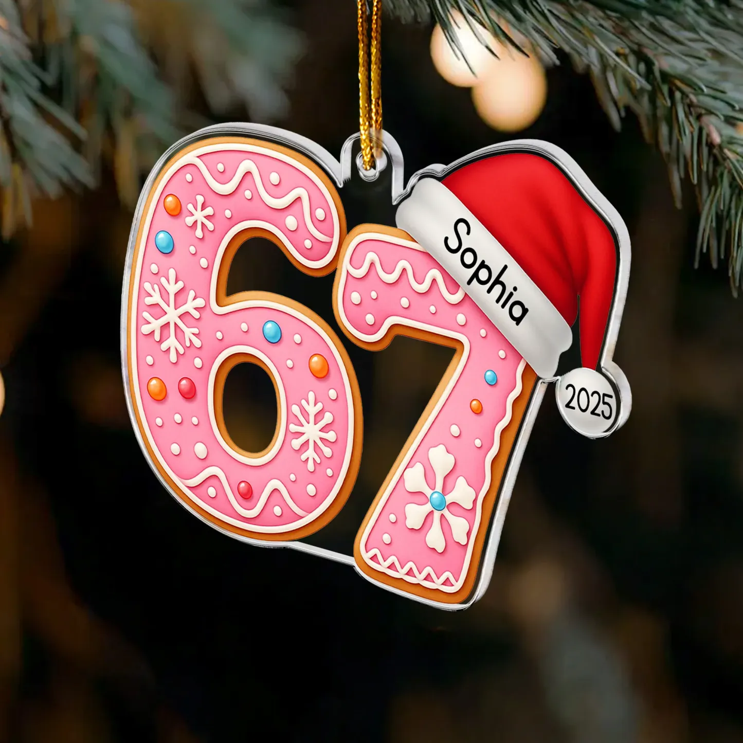 Custom '6 7' Six Seven Gen Z Gen Alpha Slang Meme For Kids Teenagers - Personalized Acrylic Ornament