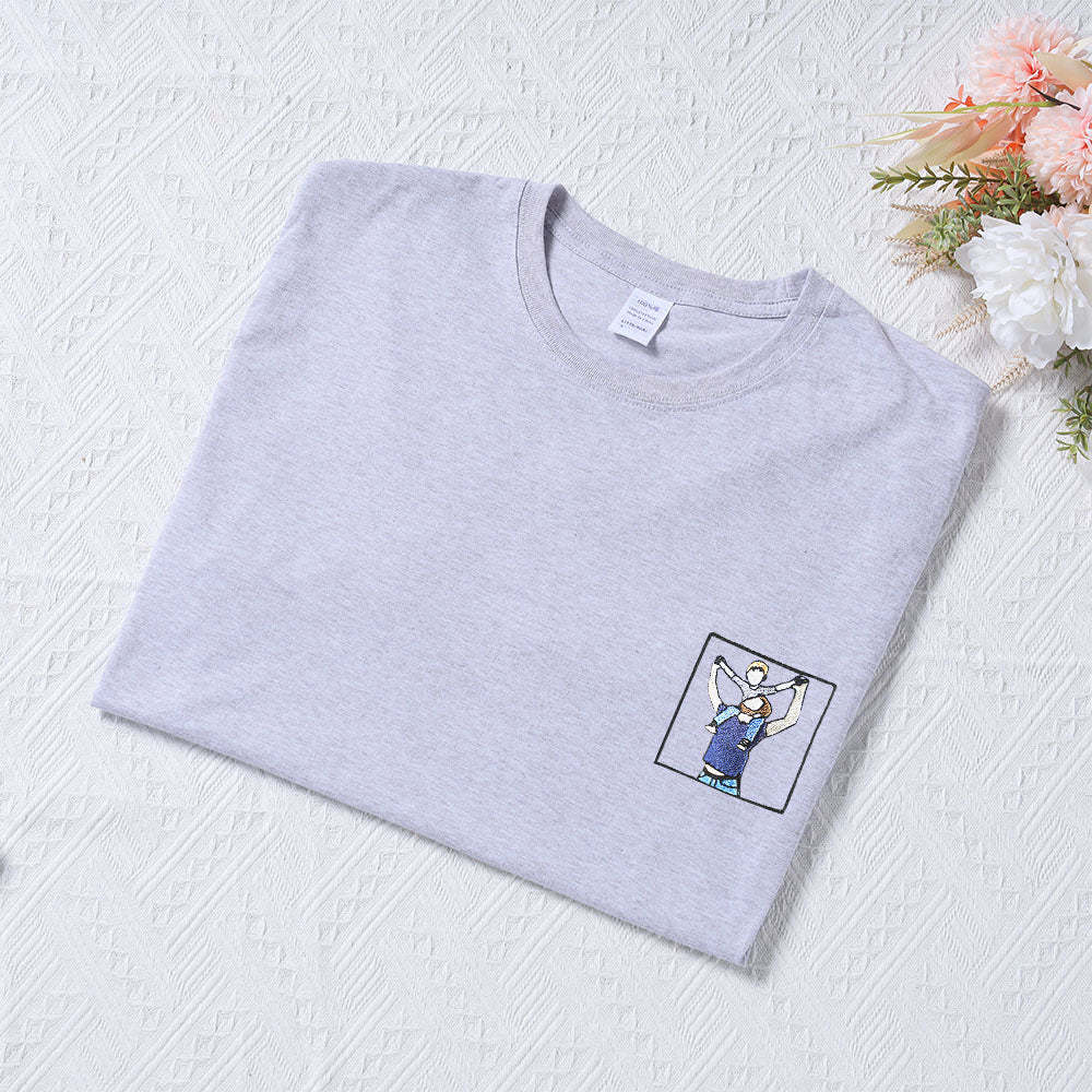 Gift For Dad Custom Embroidered Dad T-Shirt From Photo Father's Day Gift