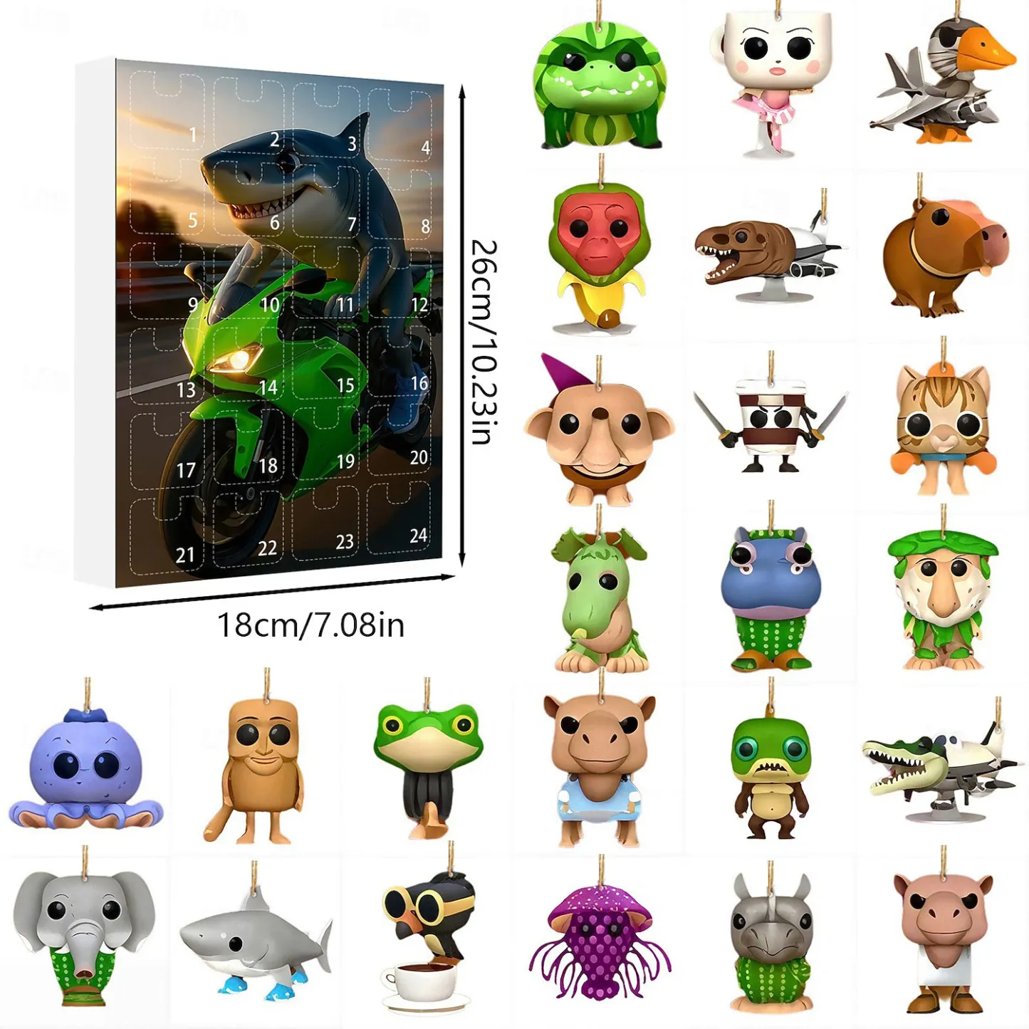 Tung Tung Tung Sahur Advent Calendar 2D Acrylic Ornaments 24 Days of Italian Brainrot Pendant Advent Calendar,Unique 24 Days of Surprises Gift Box,Fun & Creative Advent Calendar Ornament Decor Sets