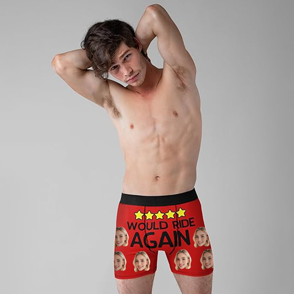Custom Face Underwear Men's Boxer Brief Novelty Gifts for Him