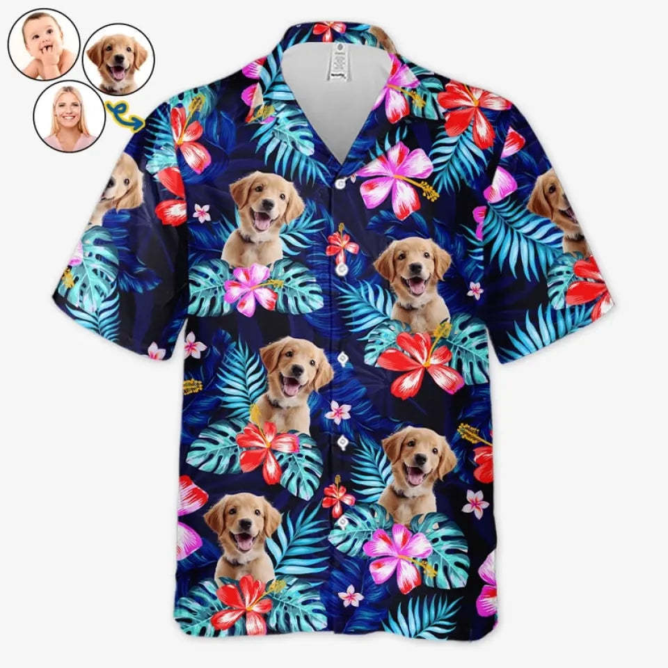 Custom Photo It's Summer & Time For Wandering - Dog & Cat Personalized Custom Unisex Tropical Hawaiian Aloha Shirt - Summer Vacation Gift, Gift For Pet Owners, Pet Lovers - MyFaceBoxer