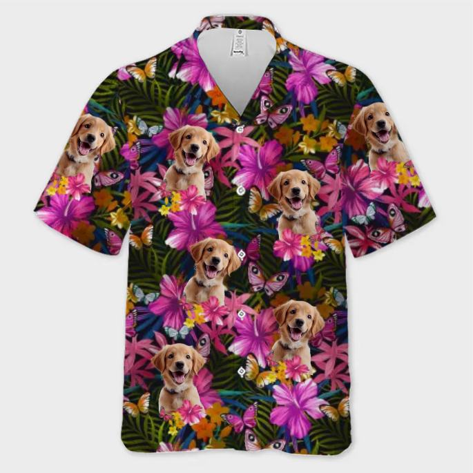 Custom Photo It's Summer & Time For Wandering - Dog & Cat Personalized Custom Unisex Tropical Hawaiian Aloha Shirt - Summer Vacation Gift, Gift For Pet Owners, Pet Lovers - MyFaceBoxer
