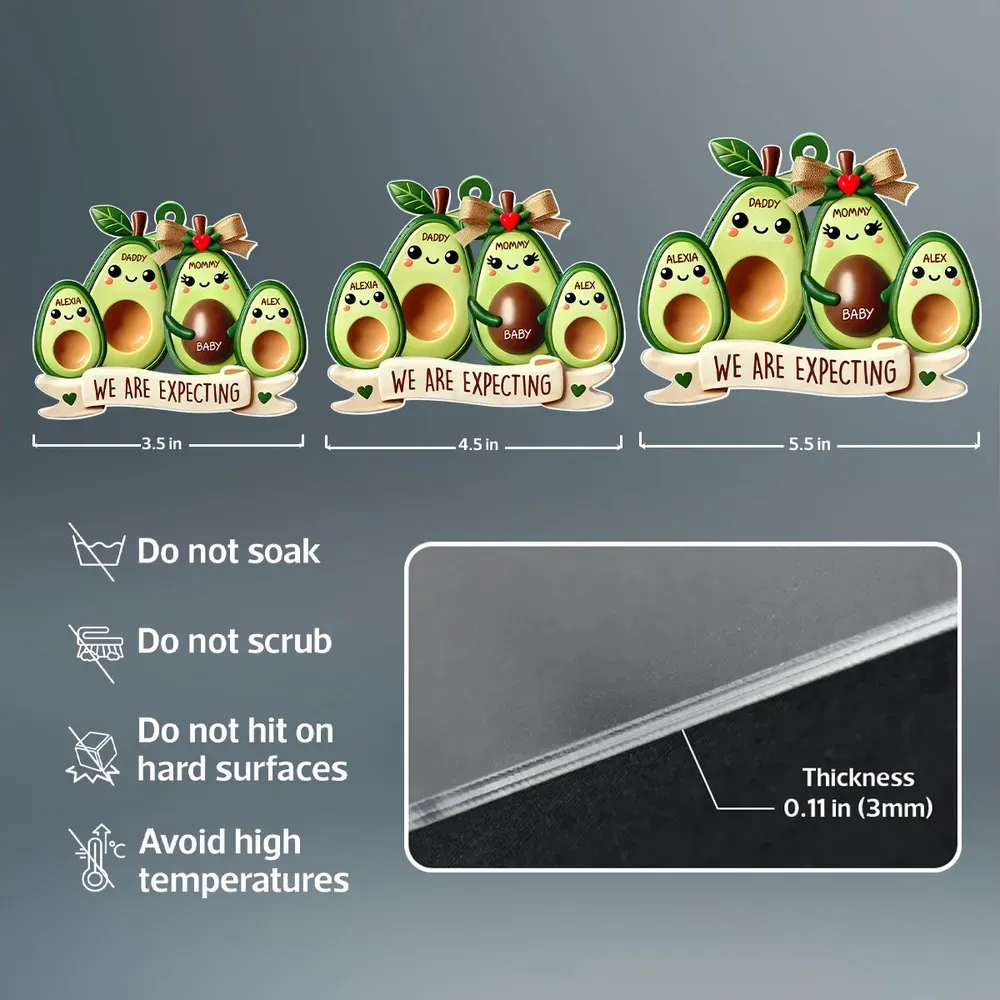 Avocado Expecting Parents With Kids Personlized Acrylic Ornament, Christmas Gift For New Mom New Parents