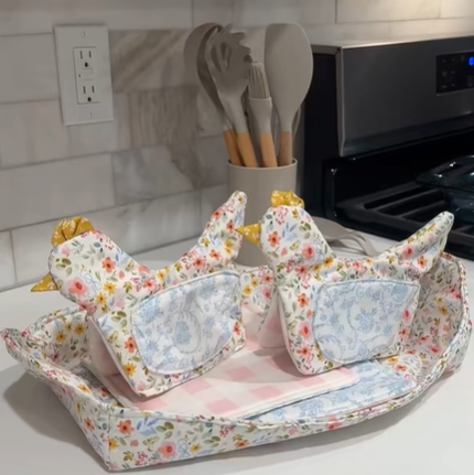 Chicken Potholders, Chicken Oven Mitts, Novelty Potholder, Kitchen Decor