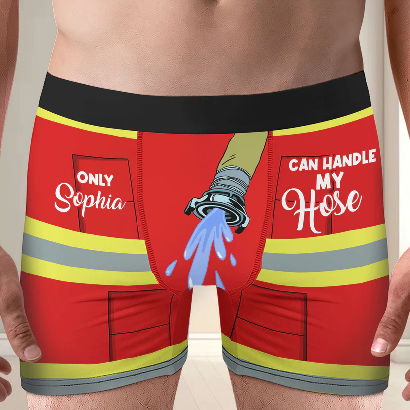 Personalized Gifts For Men Boxer Brief Handle My Hose Firefighter Uniform