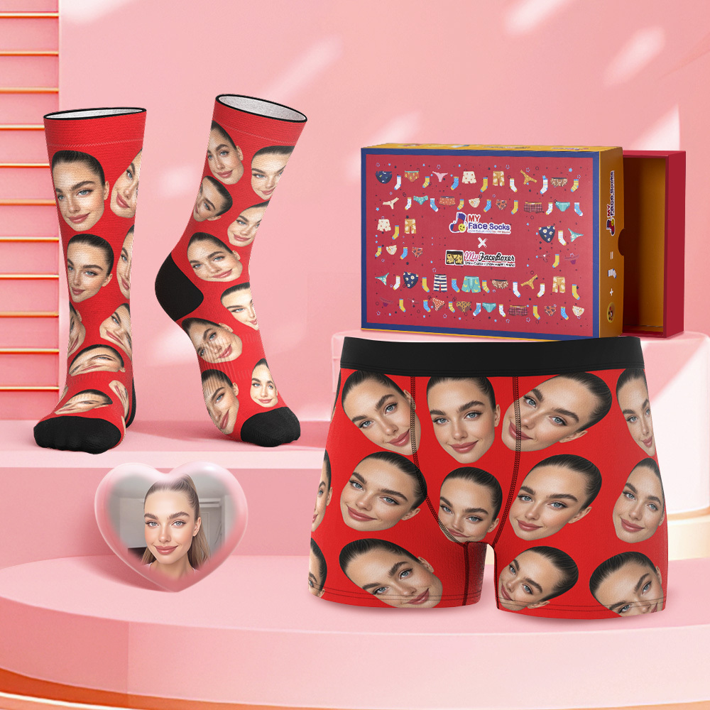 Custom Big Face Boxer Shorts And Socks Set Personalized Photo Gift - MyFaceBoxer